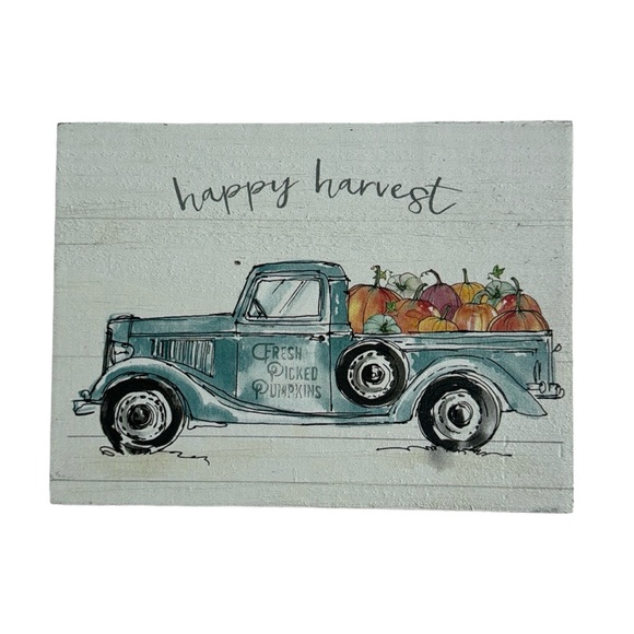 Happy Harvest Wood Pumpkin Yard Sign Fall Decor Free Standing Table Top - Picture 1 of 7